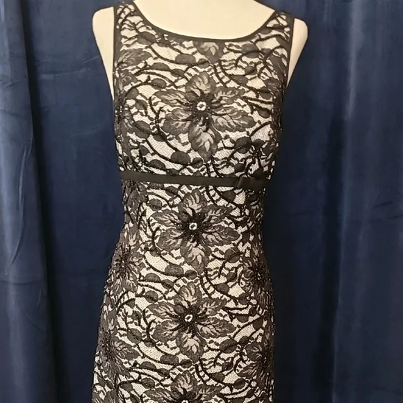 Carmen Marc Valvo Black and White Bodycon Midi Dress NWOT - Picture 3 of 7